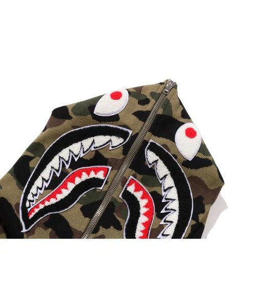 A BATHING APE 1ST CAMO SHARK Relaxed Fit Full Zip Hoodie Green - Image 4