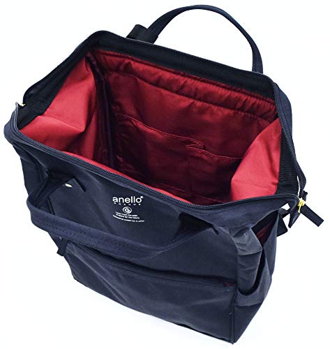 Anello Large-Capacity Water-Repellent Wooden Mouth Backpack GU-B3013 Navy - Image 2