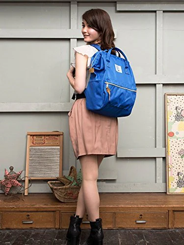 Anello Large-Capacity Water-Repellent Wooden Mouth Backpack GU-B3013 Navy - Image 9