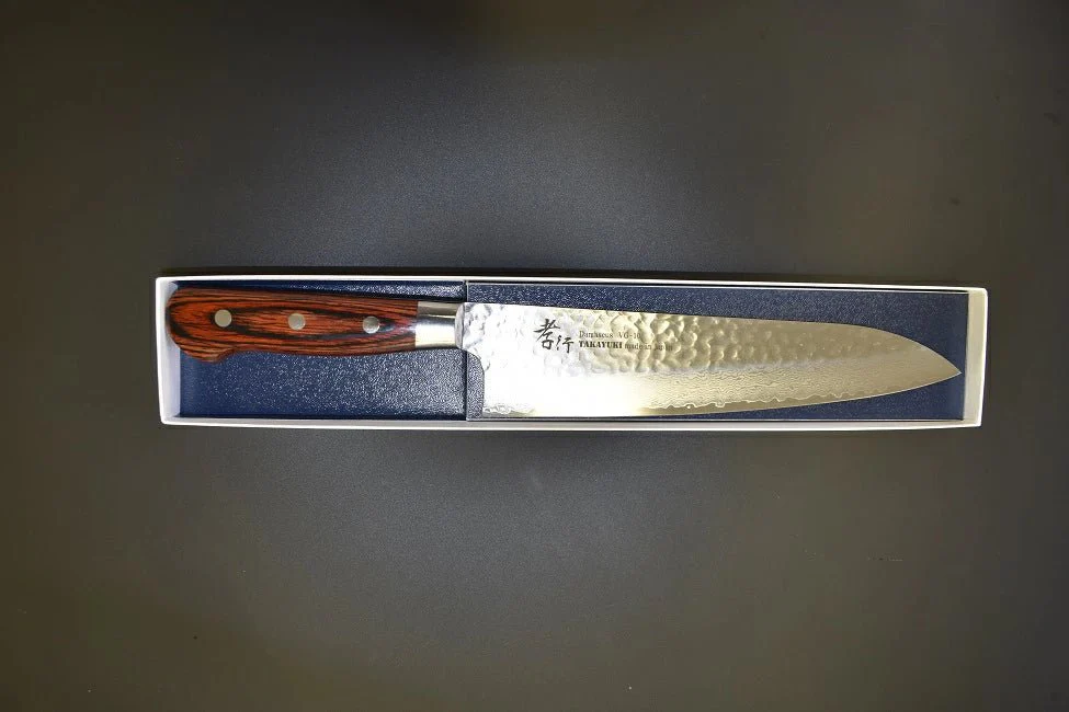 Aoki Sakai Takayuki 210mm VG10 Damascus Hammered Gyuto Made in Japan - Image 3