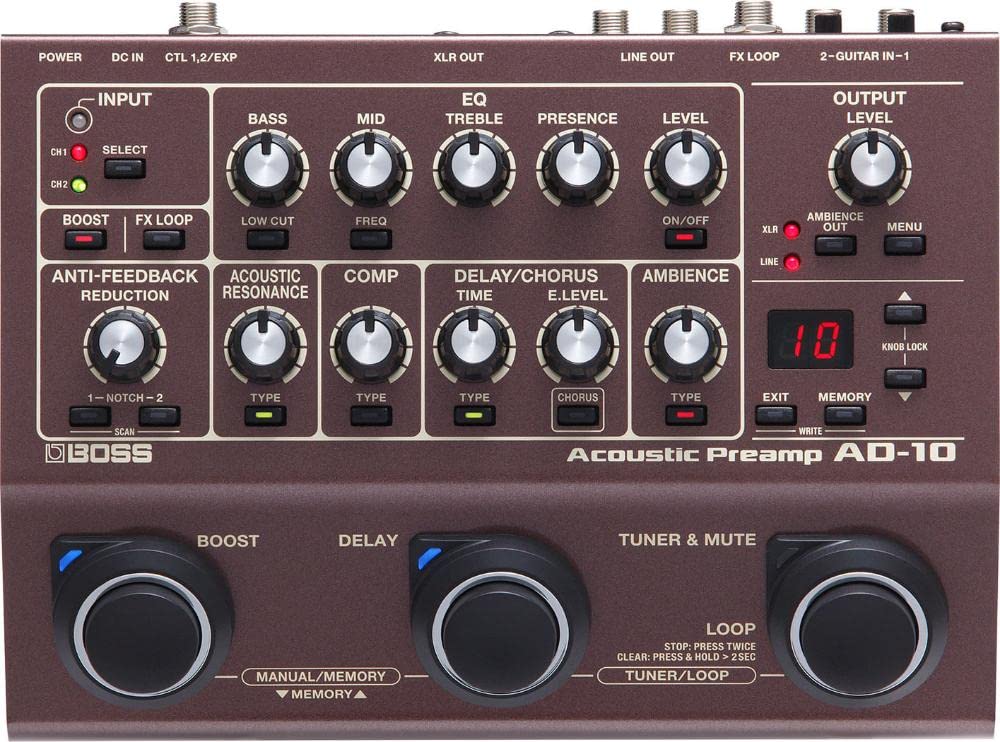 BOSS AD-10 Professional Acoustic Guitar Preamp Amplifier