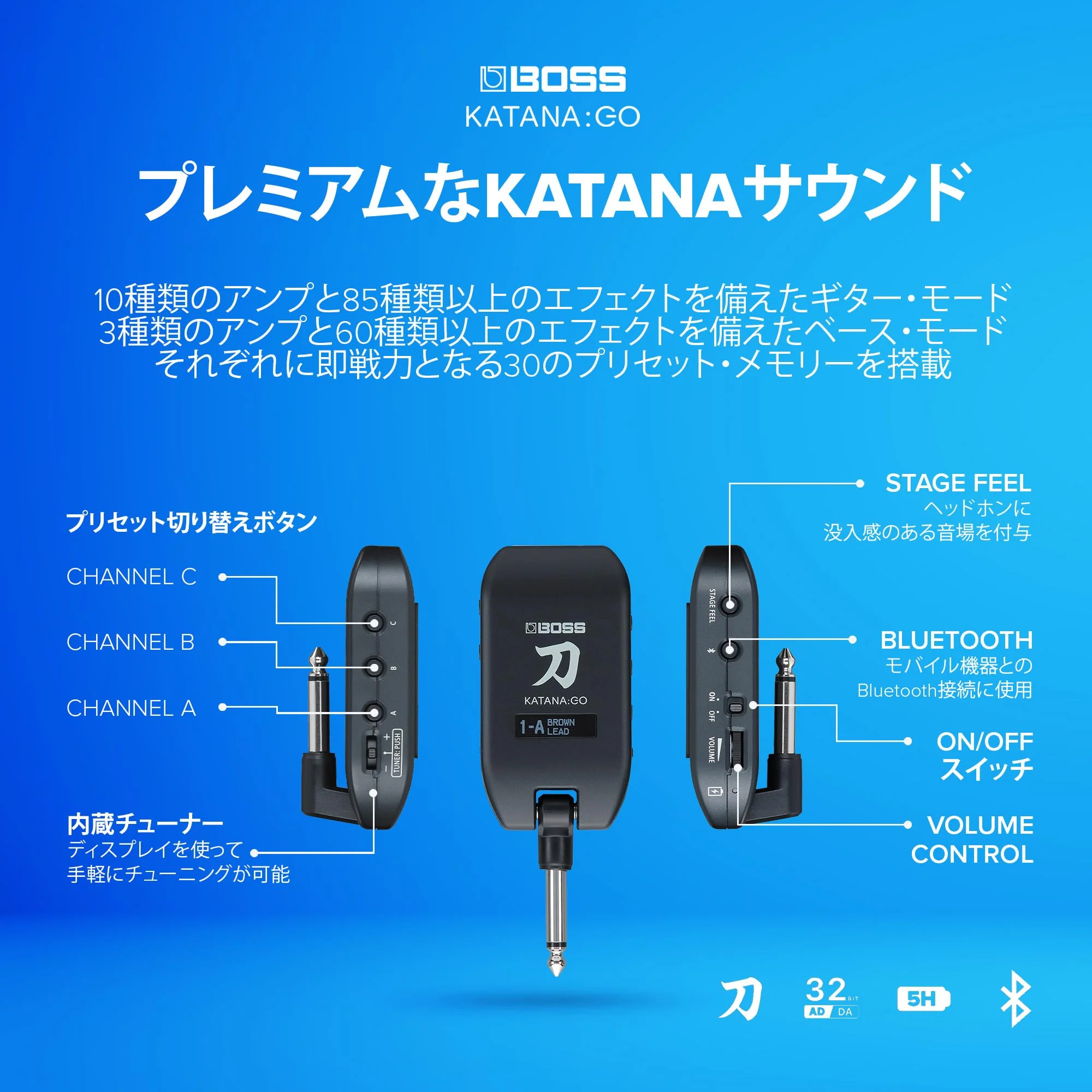 BOSS Katana:GO Headphone Guitar Amp with Bluetooth and OLED Display - Image 4