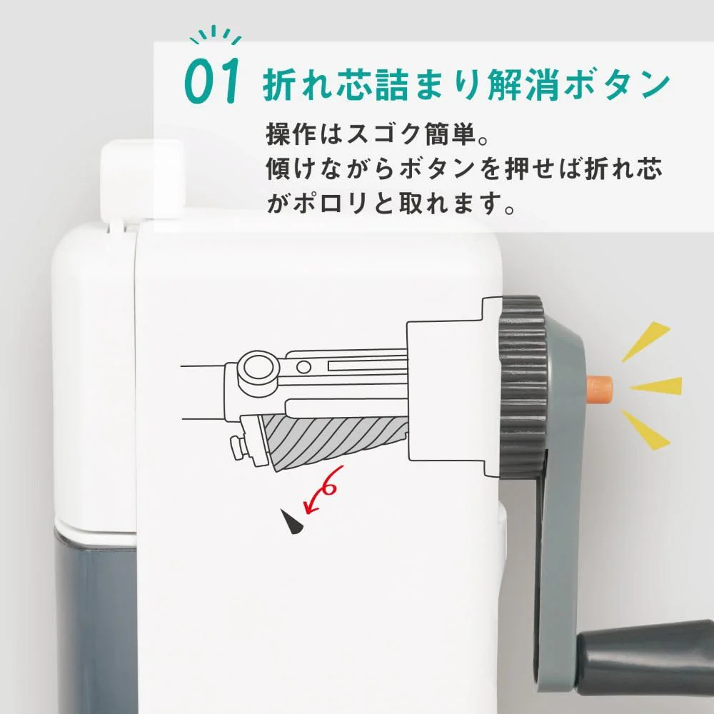 Carl Manual Pencil Sharpener with Jam Removal Function CMS-310 White Japan - Image 4