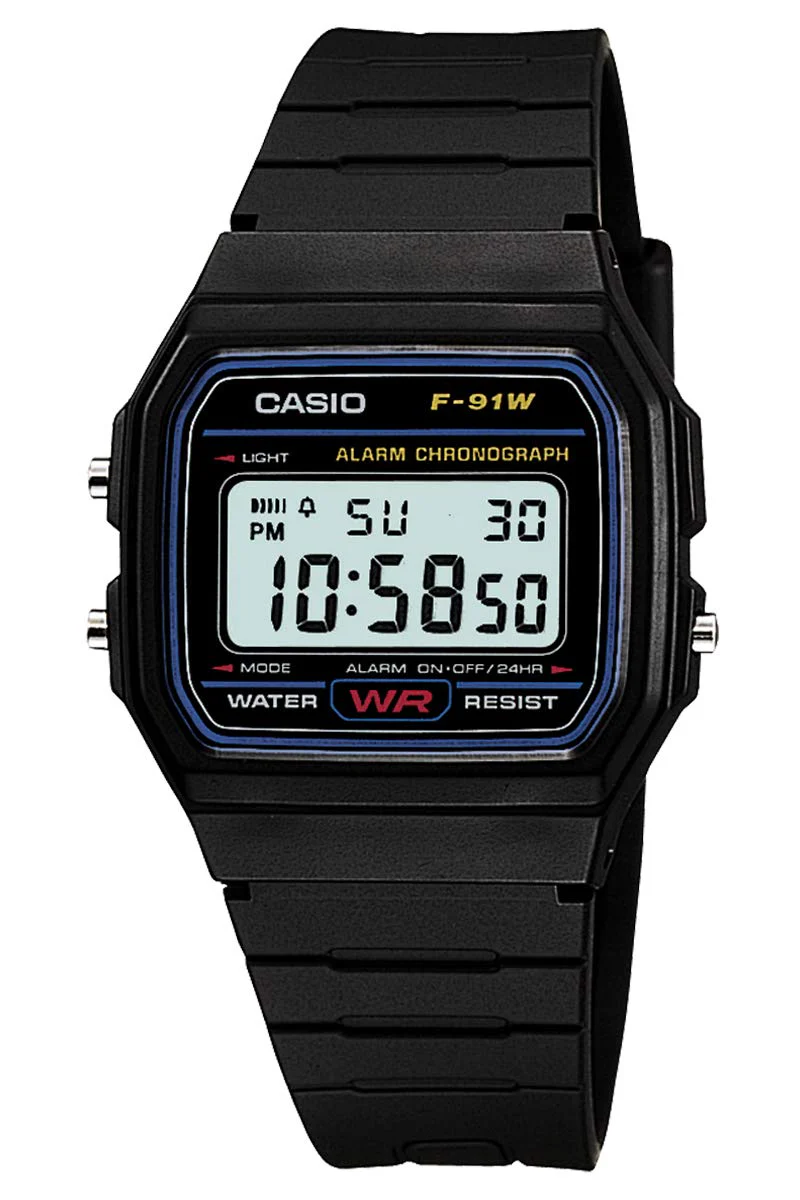 CASIO Steel Black Digital Watch F-91W Mens Standard Series