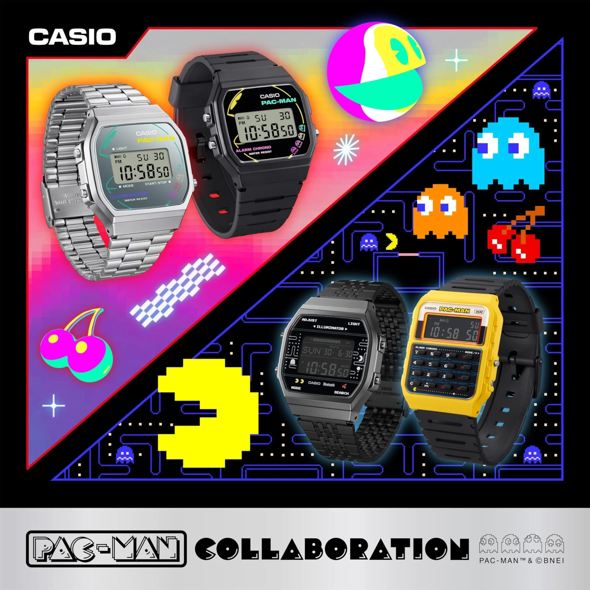 CASIO F-91WPC-1AJR Classic PAC-MAN Edition Digital Watch Made in Japan Black - Image 4