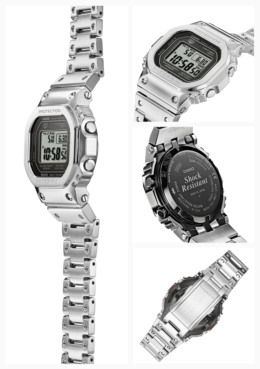 CASIO G-Shock Full-Metal Bluetooth Radio Solar Men's Watch Silver GMW-B5000D-1JF - Image 2