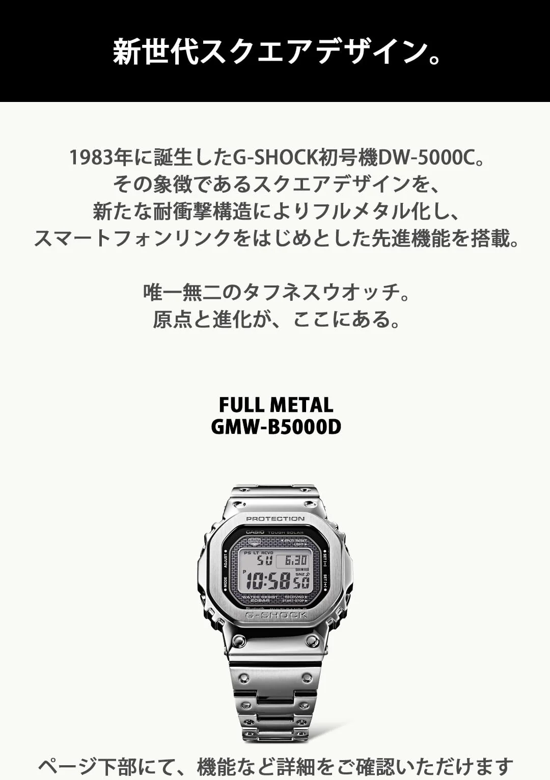 CASIO G-Shock Full-Metal Bluetooth Radio Solar Men's Watch Silver GMW-B5000D-1JF - Image 5