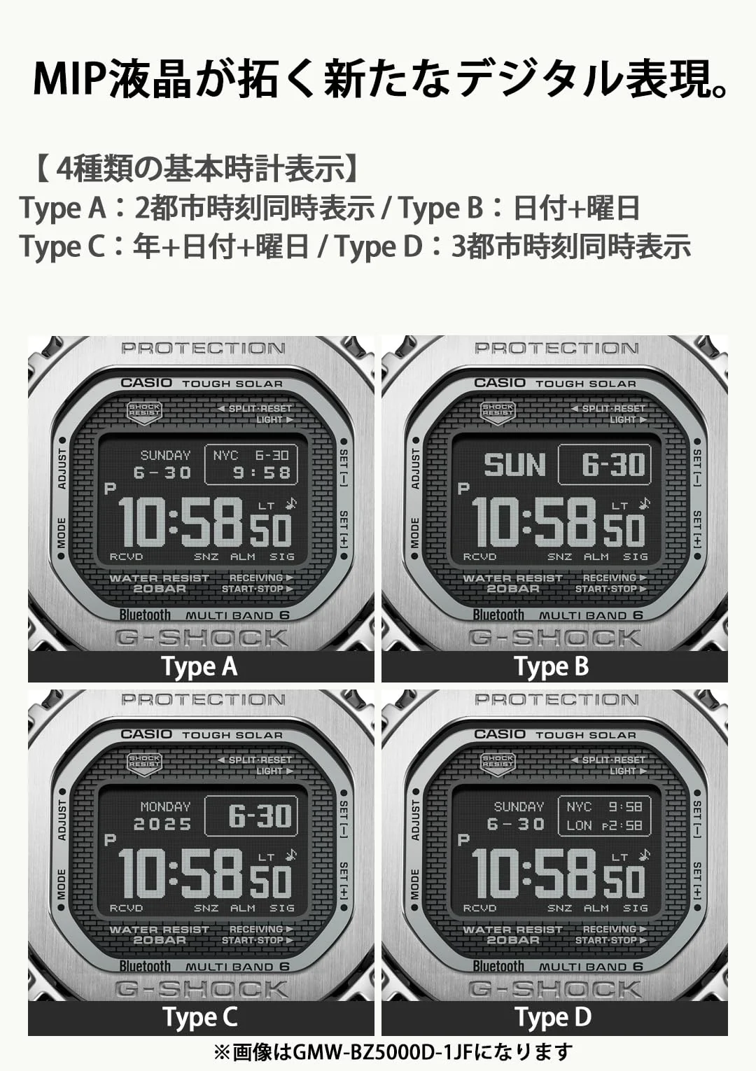 CASIO G-Shock Full Metal Bluetooth Solar Radio MIP LCD Men's Silver Watch - Image 5