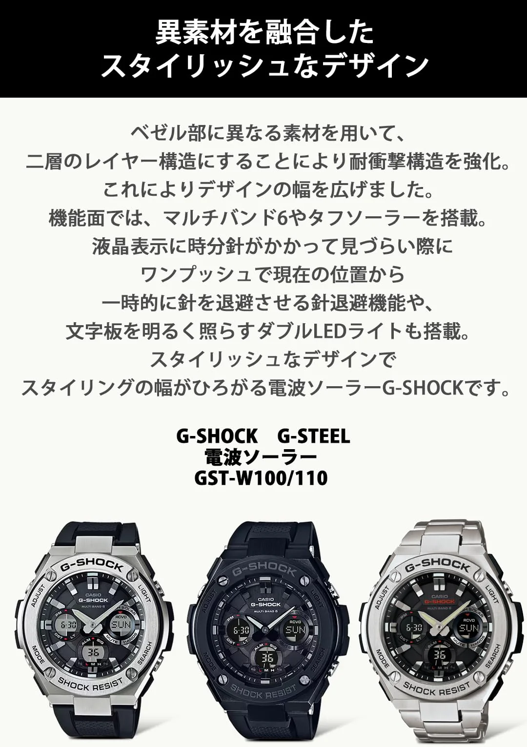 CASIO G-Shock G-STEEL GST-W110D-1AJF Radio-controlled Solar Silver - Image 3