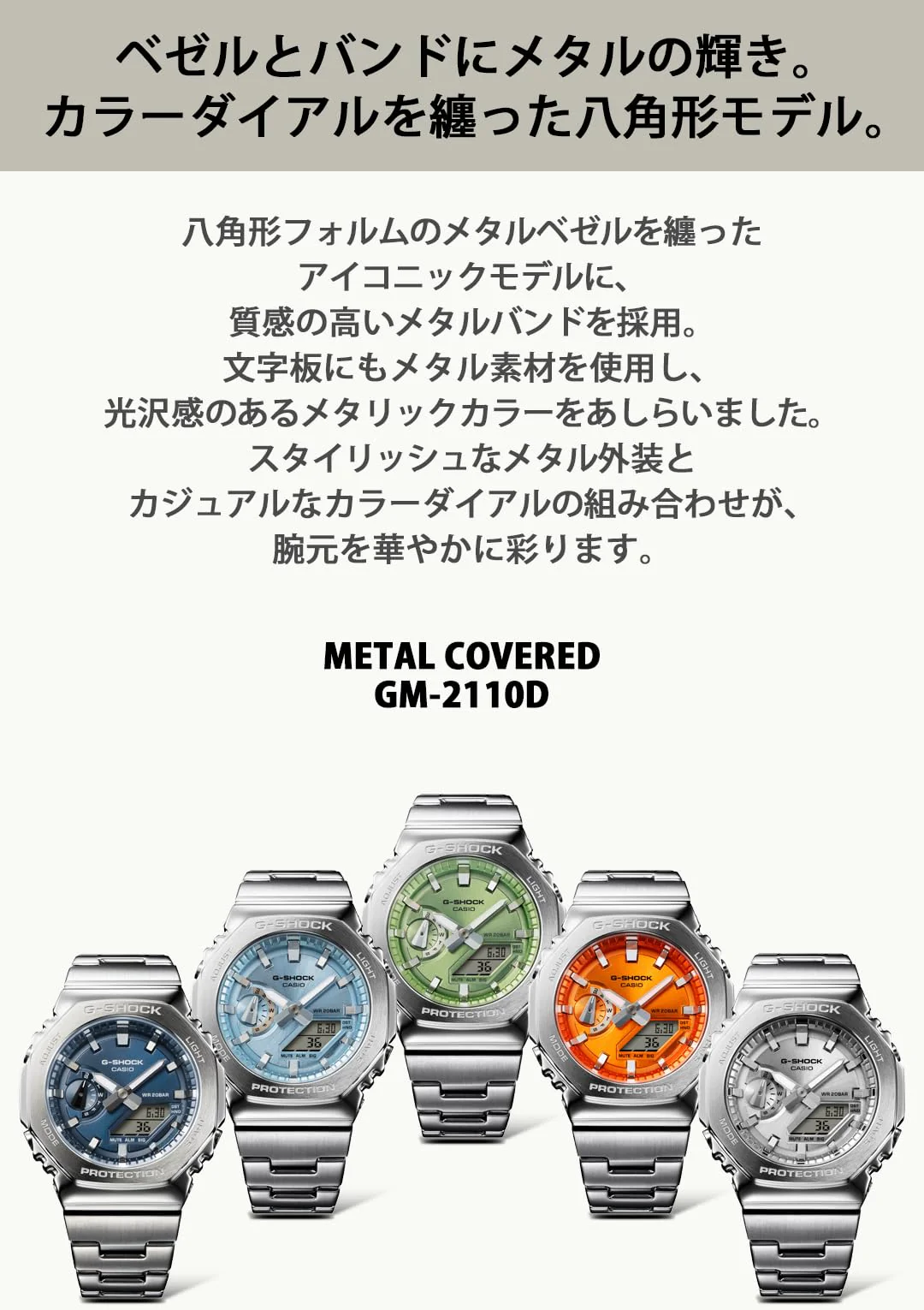 CASIO G-Shock GM-2110D-3AJF Metal Bezel Silver Band Watch for Men - Image 5