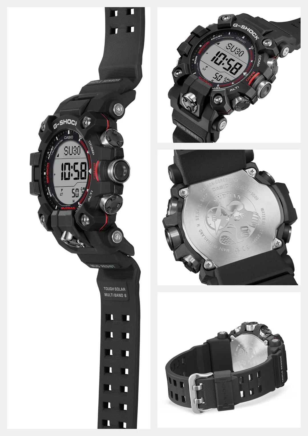CASIO G-Shock Mudman Solar Radio GW-9500-1JF Black Biomass Plastic Watch - Image 3