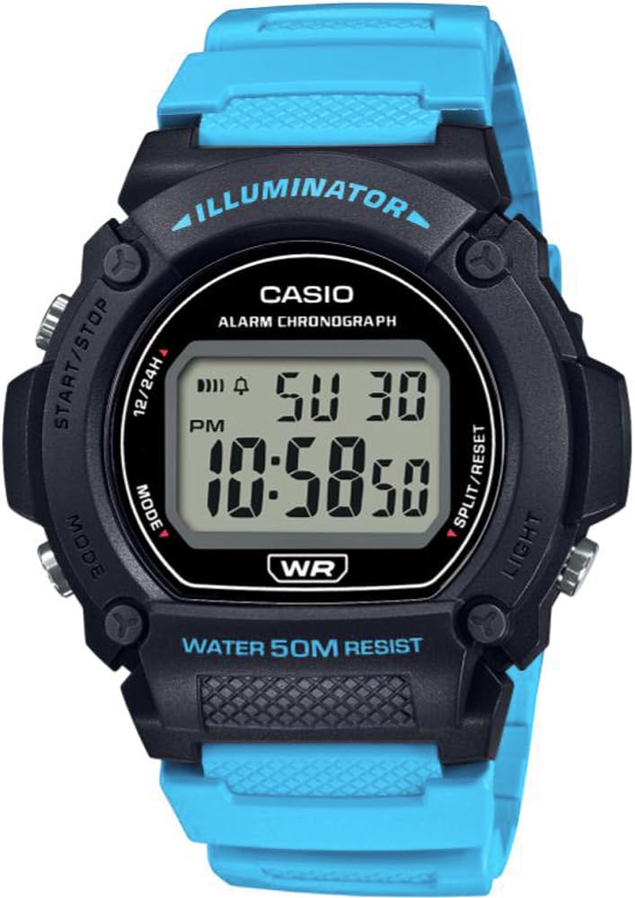CASIO Standard Digital Watch Men's W-219H-2A2V Aqua Blue