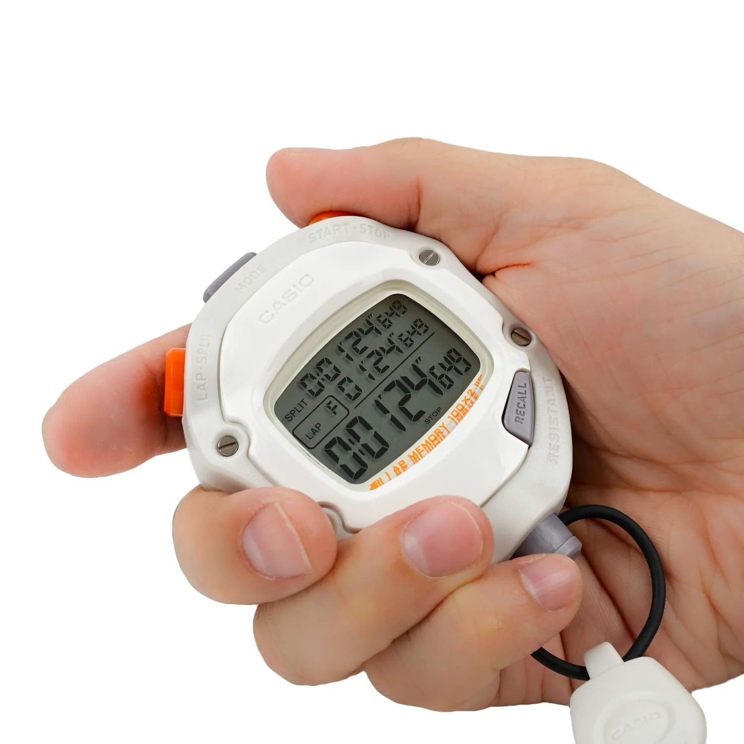 CASIO Stopwatch with Lap/Split Time  2 Memories  50m Water Resistant  Silent Mode  White HS-70W-8JH - Image 5
