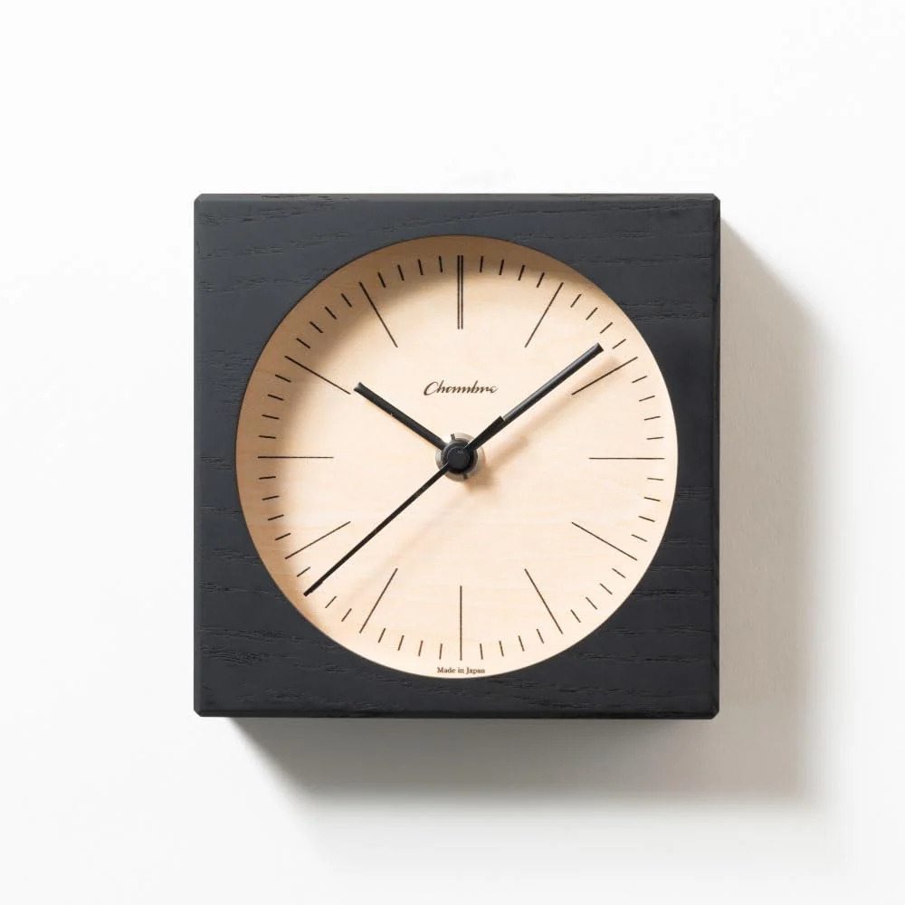 CHAMBRE Line Desk Clock CH-075BK Silent Non-Ticking Table Clock Made in Japan
