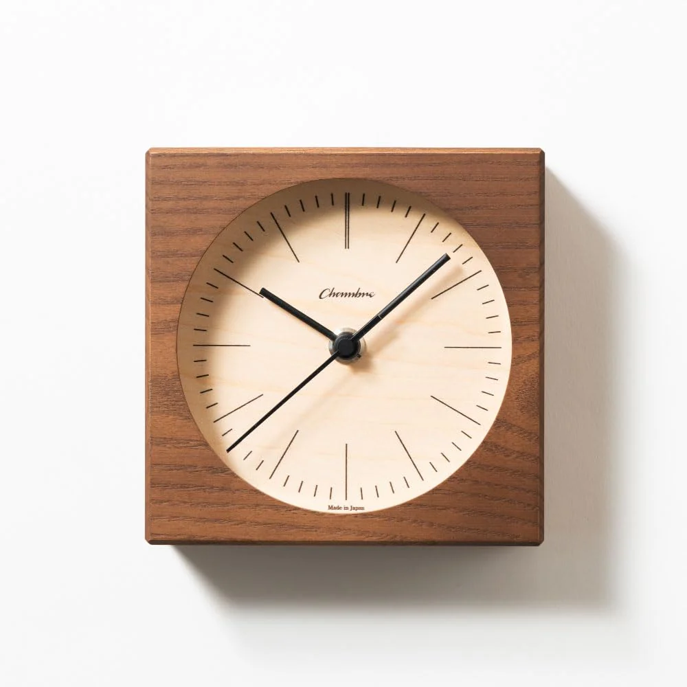 CHAMBRE Line Desk Clock CH-075DB Silent Non-Ticking Tabletop Clock Made in Japan