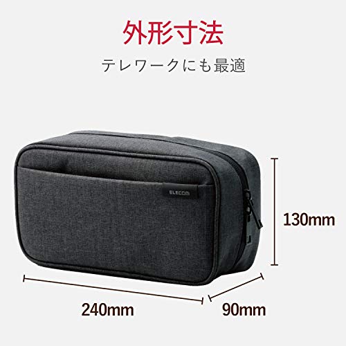 ELECOM Gadget Pouch Large Capacity Storage Type Black BMA-GP14BK - Image 5