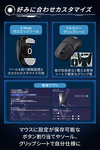 ELECOM Gaming Mouse V custom VM600PE Wireless/Wired 8-button DPI26000 650IPS 75g M-VM600PBK - Image 6