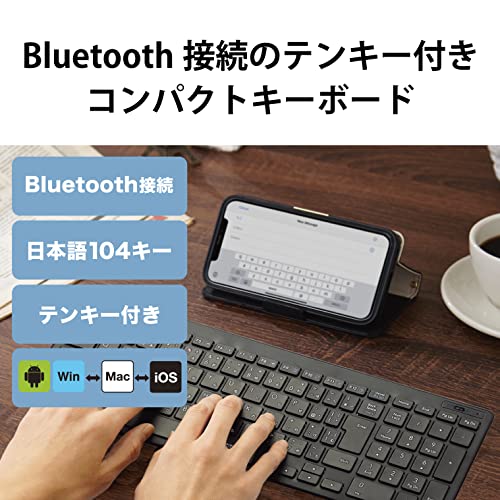 ELECOM Keyboard Bluetooth Pantograph Compact Keyboard for Windows Mac iOS Android TK-FBP101BK - Image 3