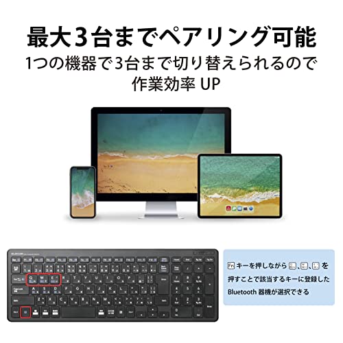 ELECOM Keyboard Bluetooth Pantograph Compact Keyboard for Windows Mac iOS Android TK-FBP101BK - Image 4