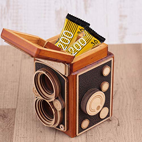Eureca Stylish retro wooden reflex camera Chocolate - Image 4