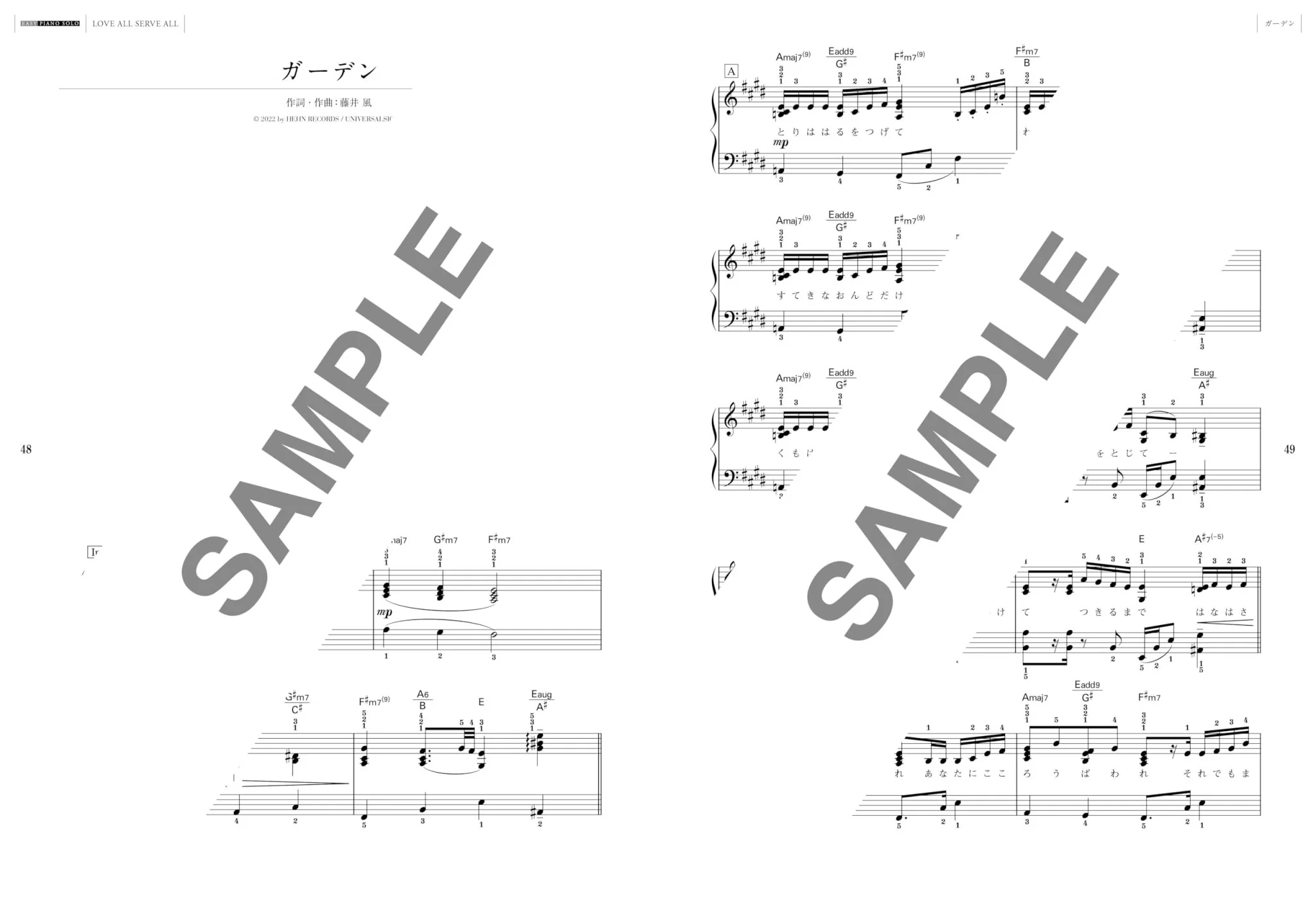 Fujii Kaze Easy Piano Solo Love All Serve All Sheet Music - Image 2