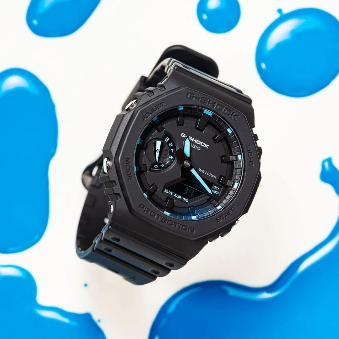 G-Shock Neon Accent Analog-digital Watch GA2100-1A2 Black Blue - Image 6
