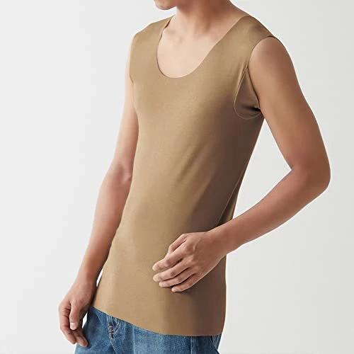 GUNZE Inner Shirt Crew Neck Sleeveless with Sweat Pad in T Cut Off Series Clear Beige - Image 10
