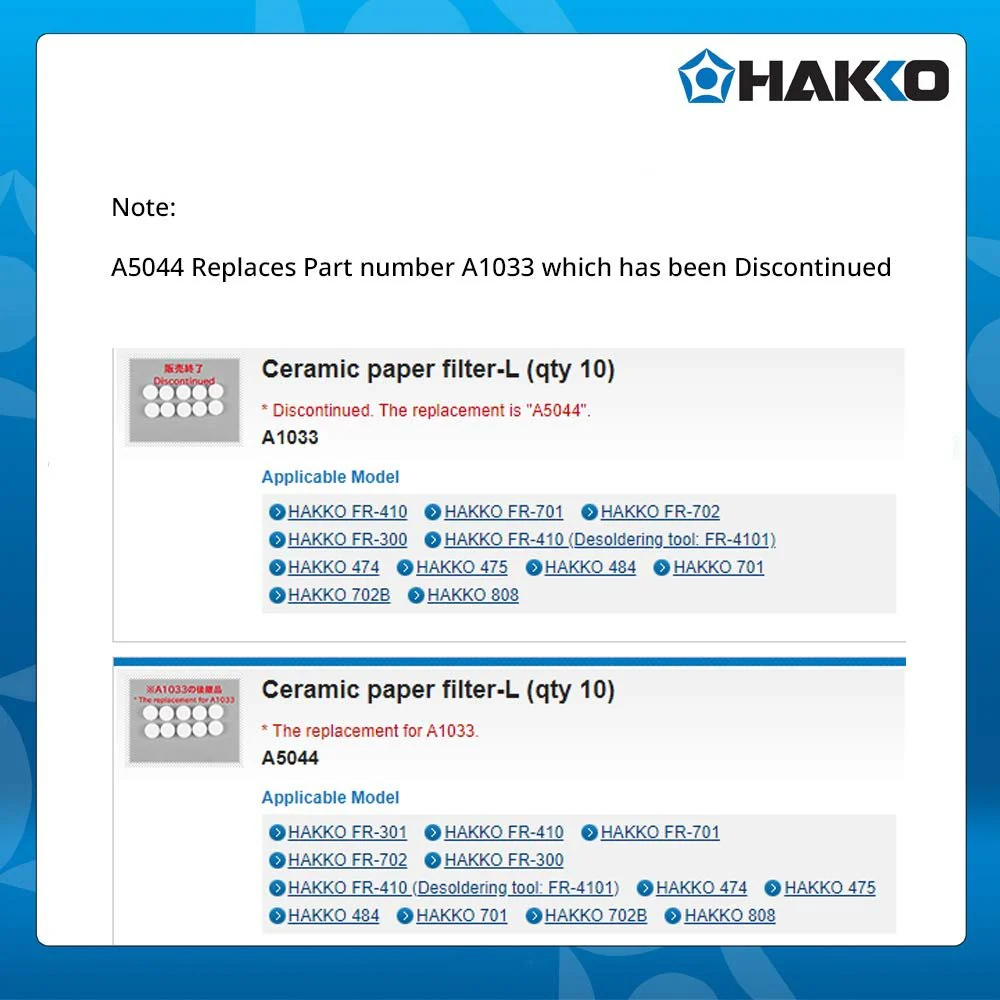 HAKKO Ceramic Paper Filter L (10 pcs) for FR-310/FR-4103 A5044 - Image 3