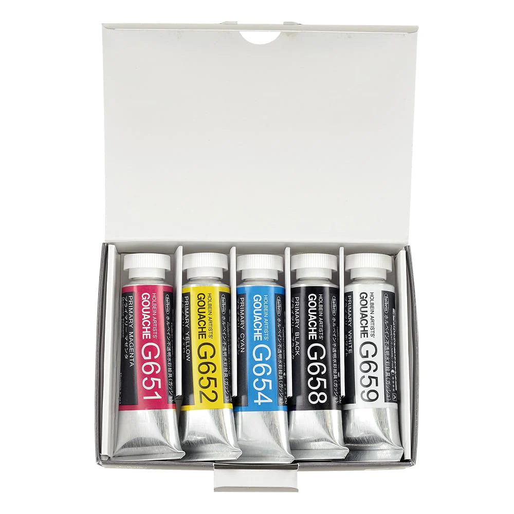 Holbein Opaque Watercolors (Gouache) G741 15ml Basic 5-color set 03741 - Image 2