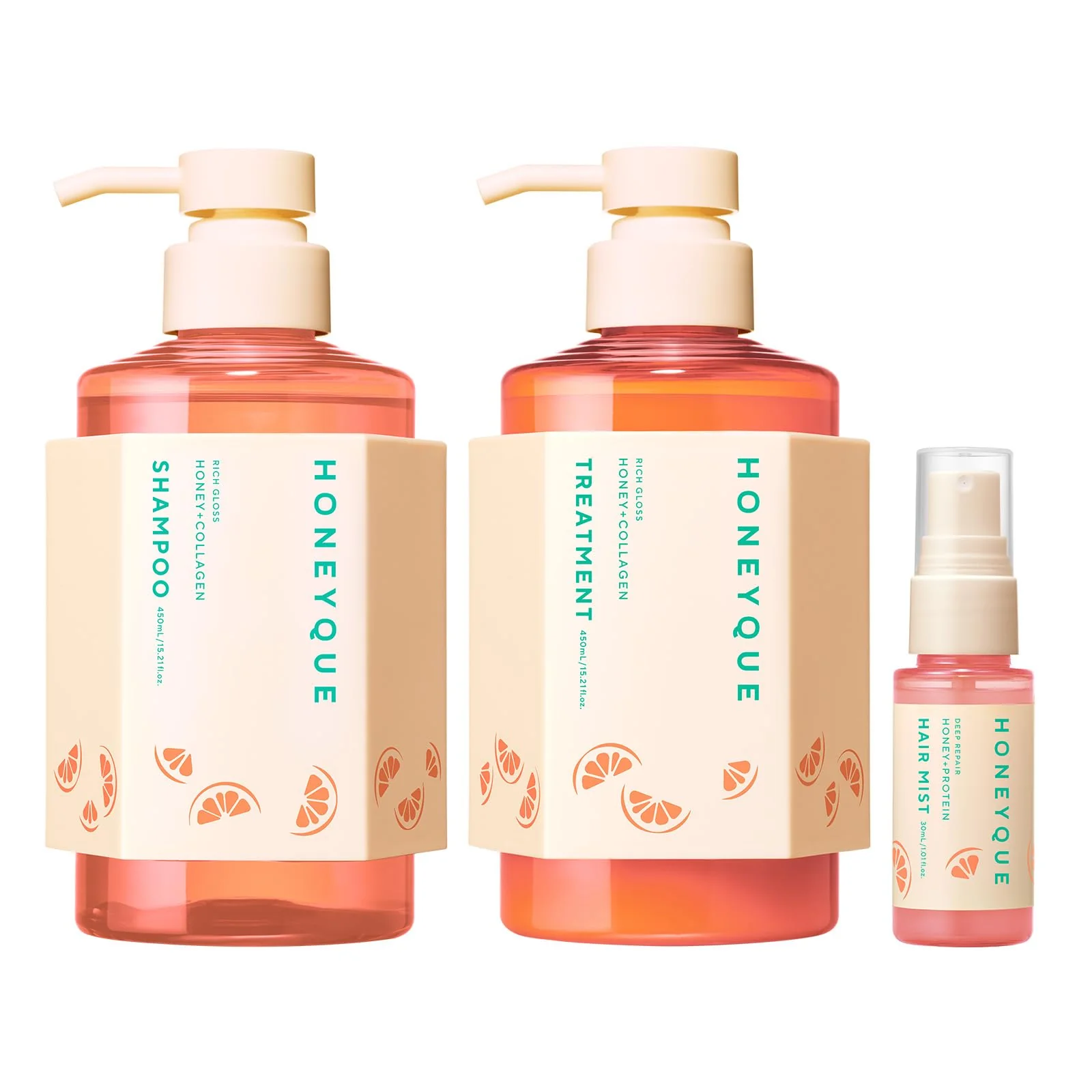 HONEYQUE Rich Gloss Limited Edition Kit with Mini Hair Mist Grapefruit Scent Shampoo & Hair Treatment set - Image 2