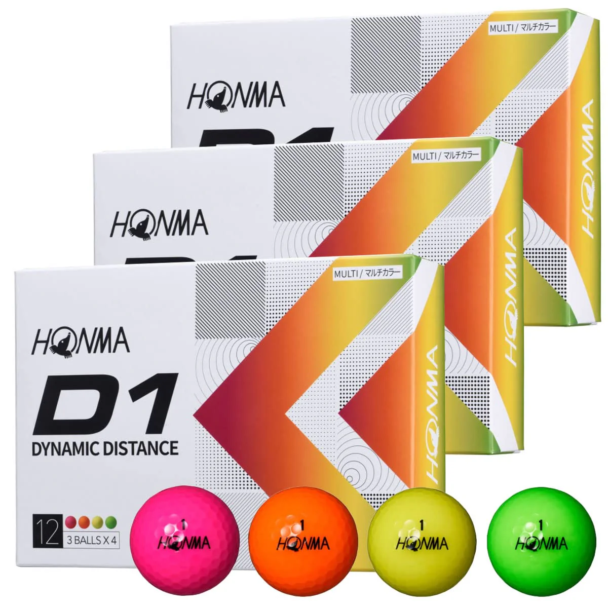 HONMA Golf Balls D1 D-1 Soft Ionomer Distance BT2201 Multicolor 3 Dozen