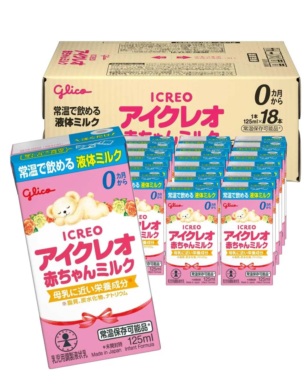 ICREO Baby Liquid Milk Formula 125ml 18 Pack For Infants 0-12 Months