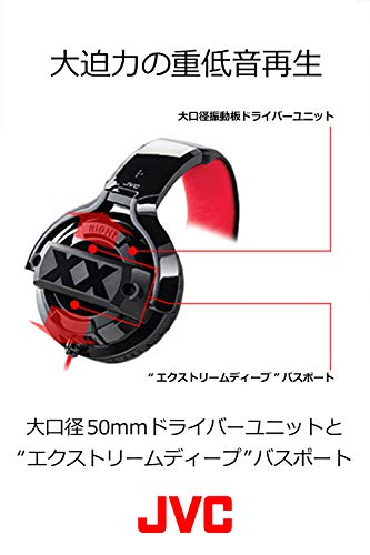 JVC HA-XM20X XX Series Sealed Headphones Black & Red - Image 3
