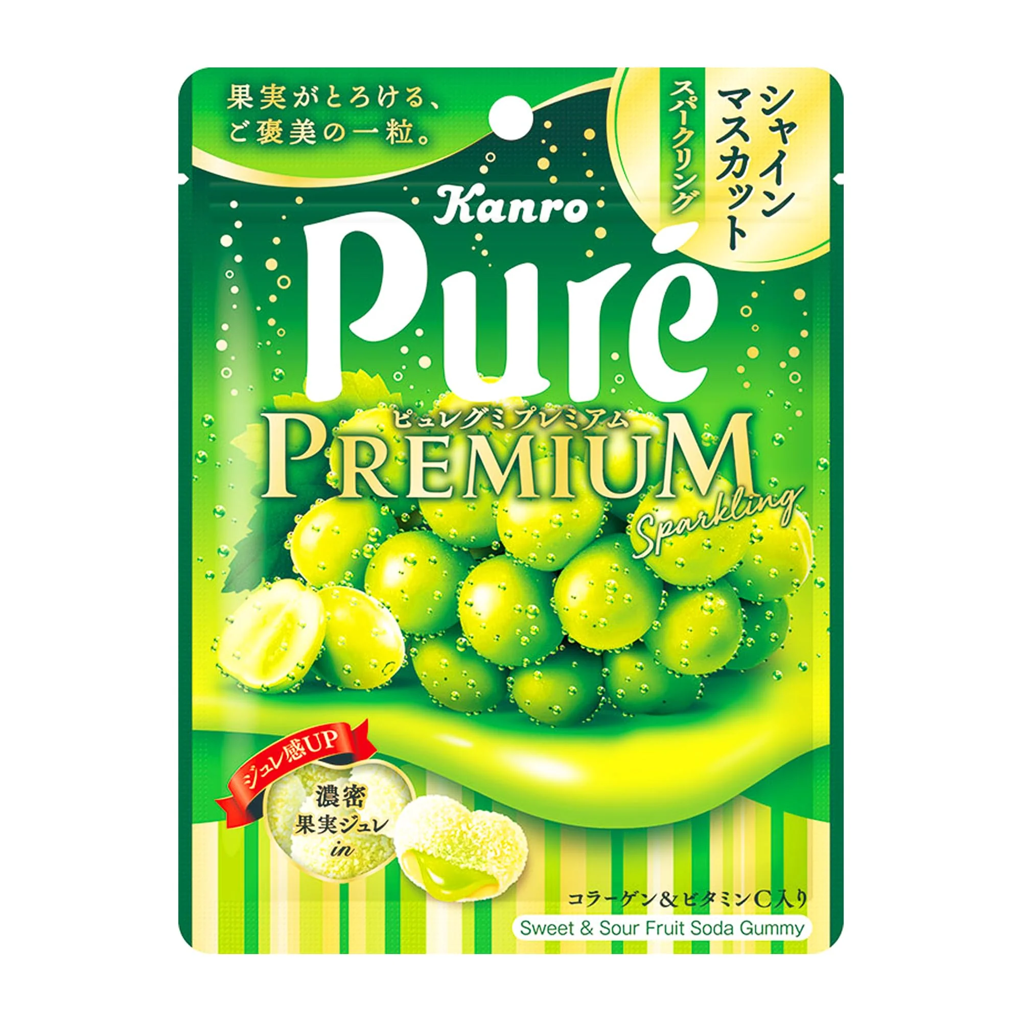 Kanro Pure Gummy Premium Shine Muscat Sparkling 54g x 6 Packs