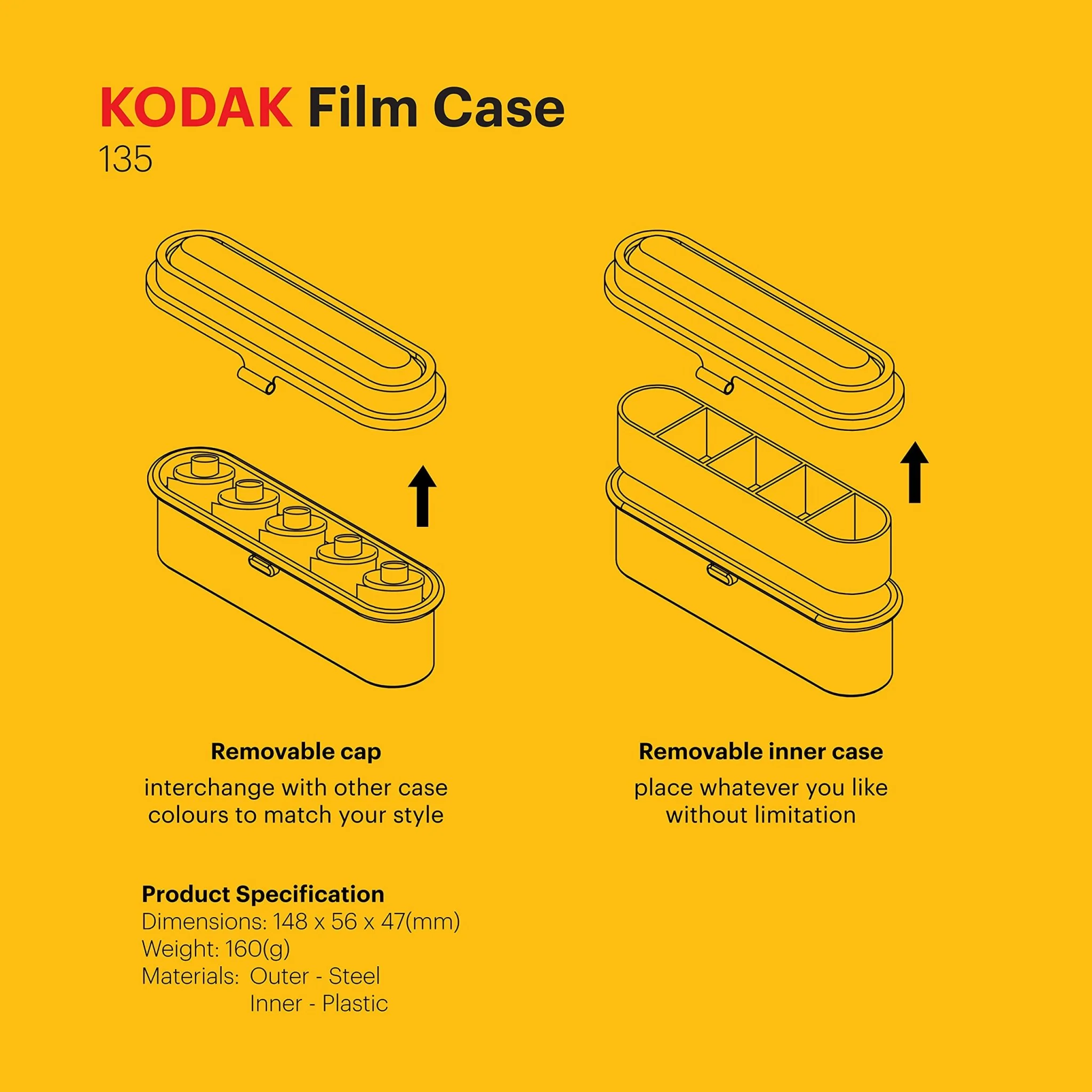 KODAK 35mm Film Case for 5 Rolls Compact Retro Steel White - Image 9