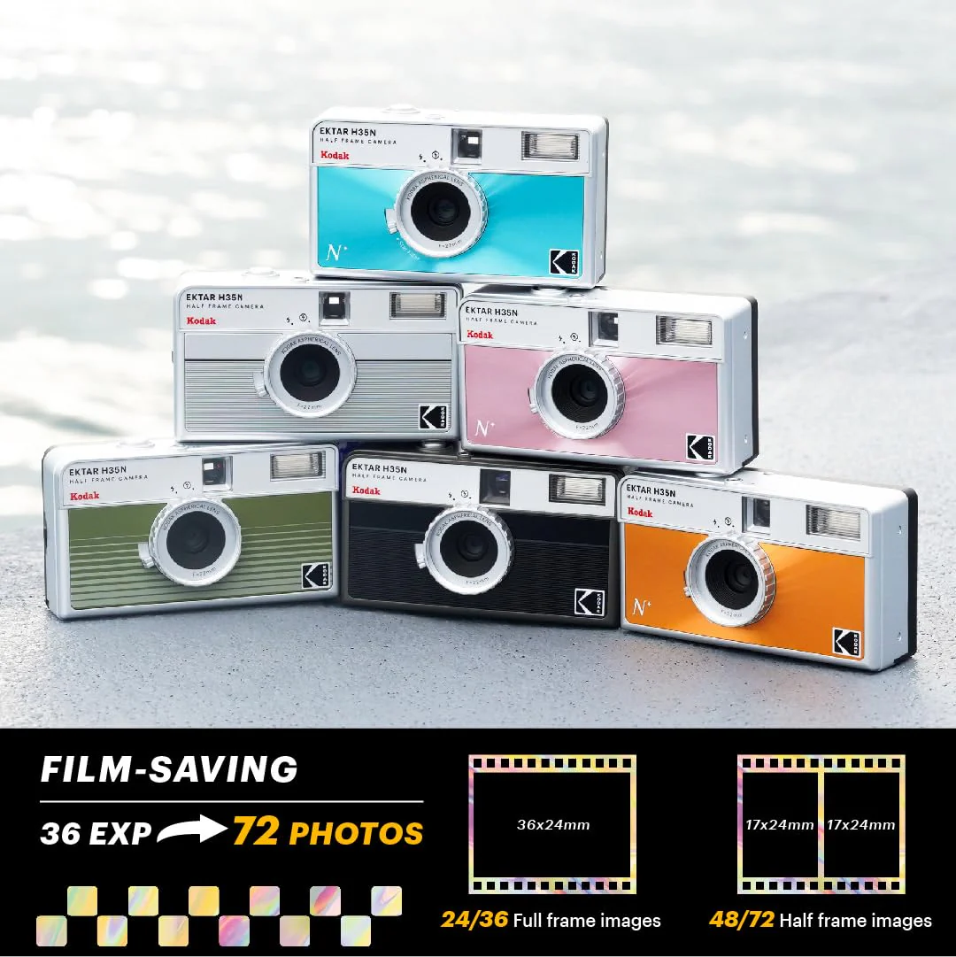 KODAK EKTAR H35N Half-Frame 35mm Film Camera Stripe Black - Image 9