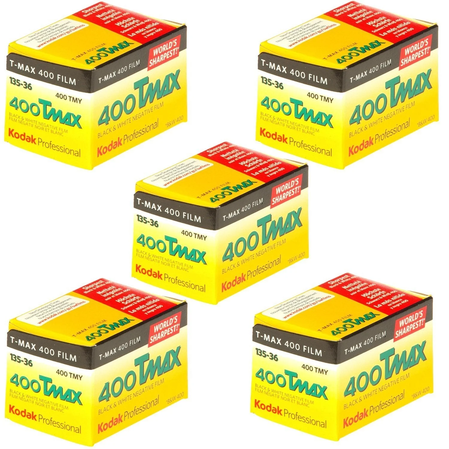 Kodak TMAX 400 Professional B&W Film 36 Exp 5-Pack