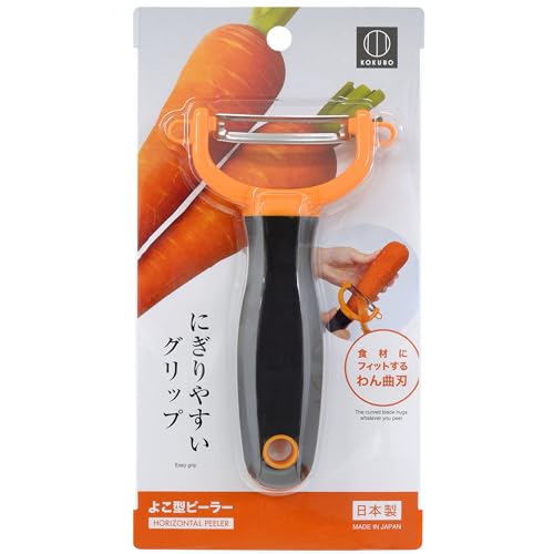 Kokubo Horizontal Peeler T Blade Stainless Steel Comfortable Grip KK-618 Orange - Image 2