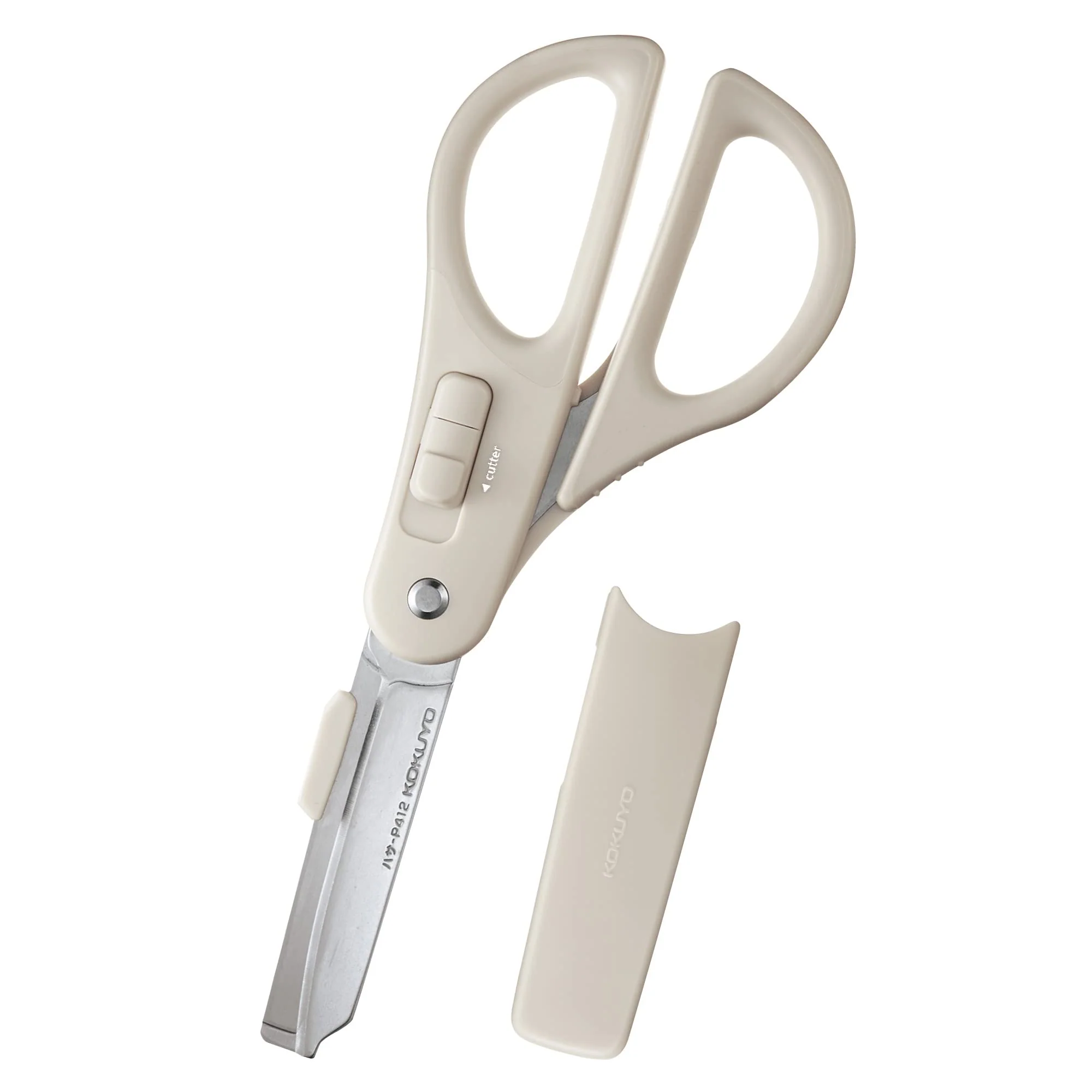 KOKUYO 2‑Way Scissors with Box Opener Glueless Blade Light Gray (P412LM)