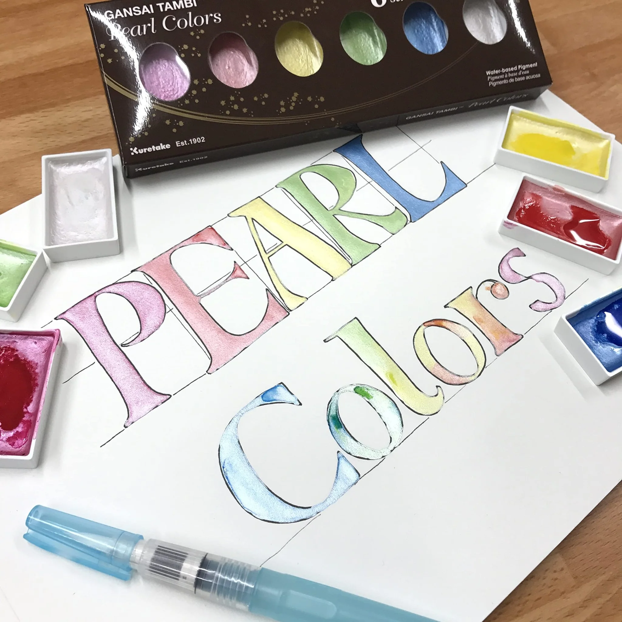 Kuretake Pearl Colors Watercolor Paint Set 6 Colors MC20PC 6V - Image 3