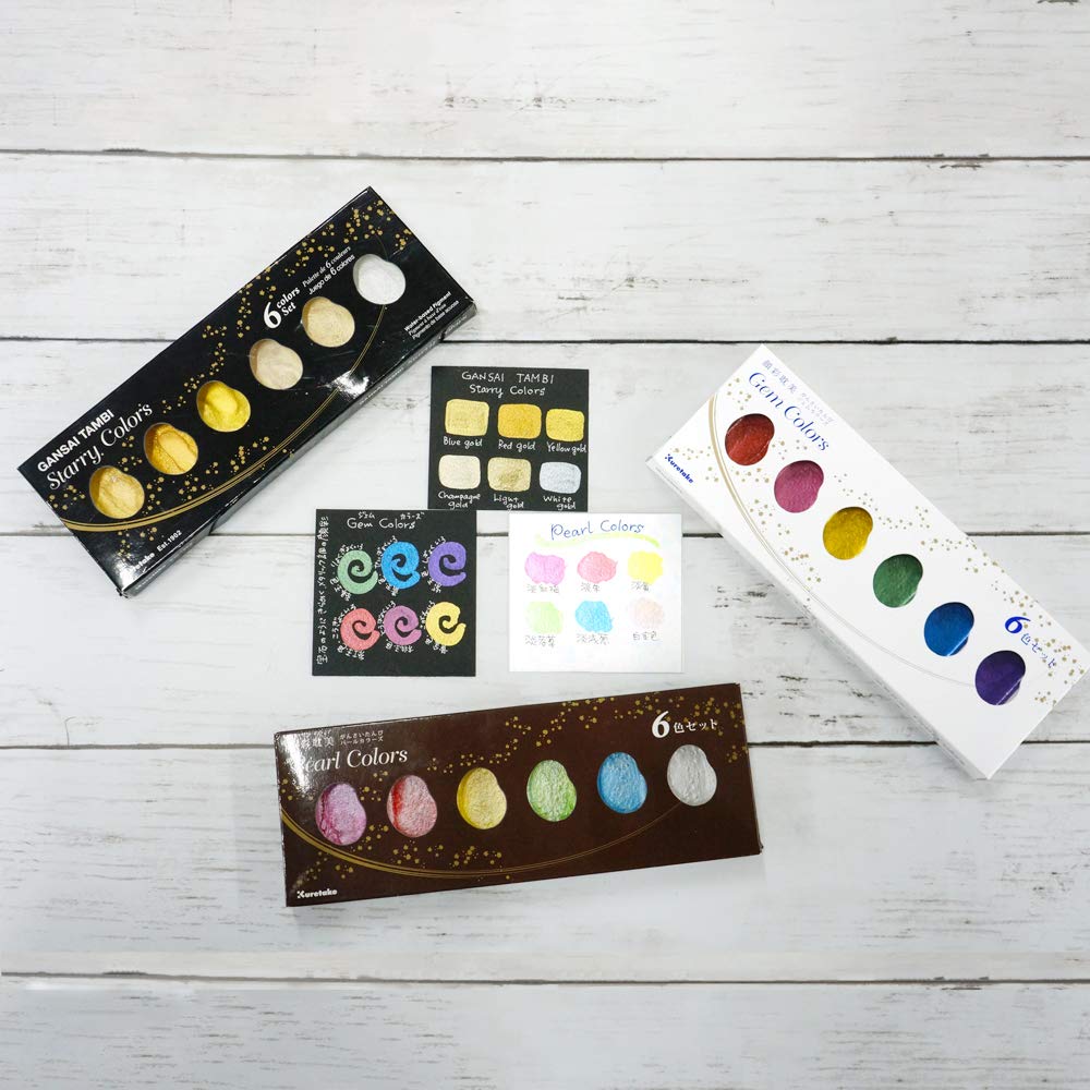 Kuretake Pearl Colors Watercolor Paint Set 6 Colors MC20PC 6V - Image 5