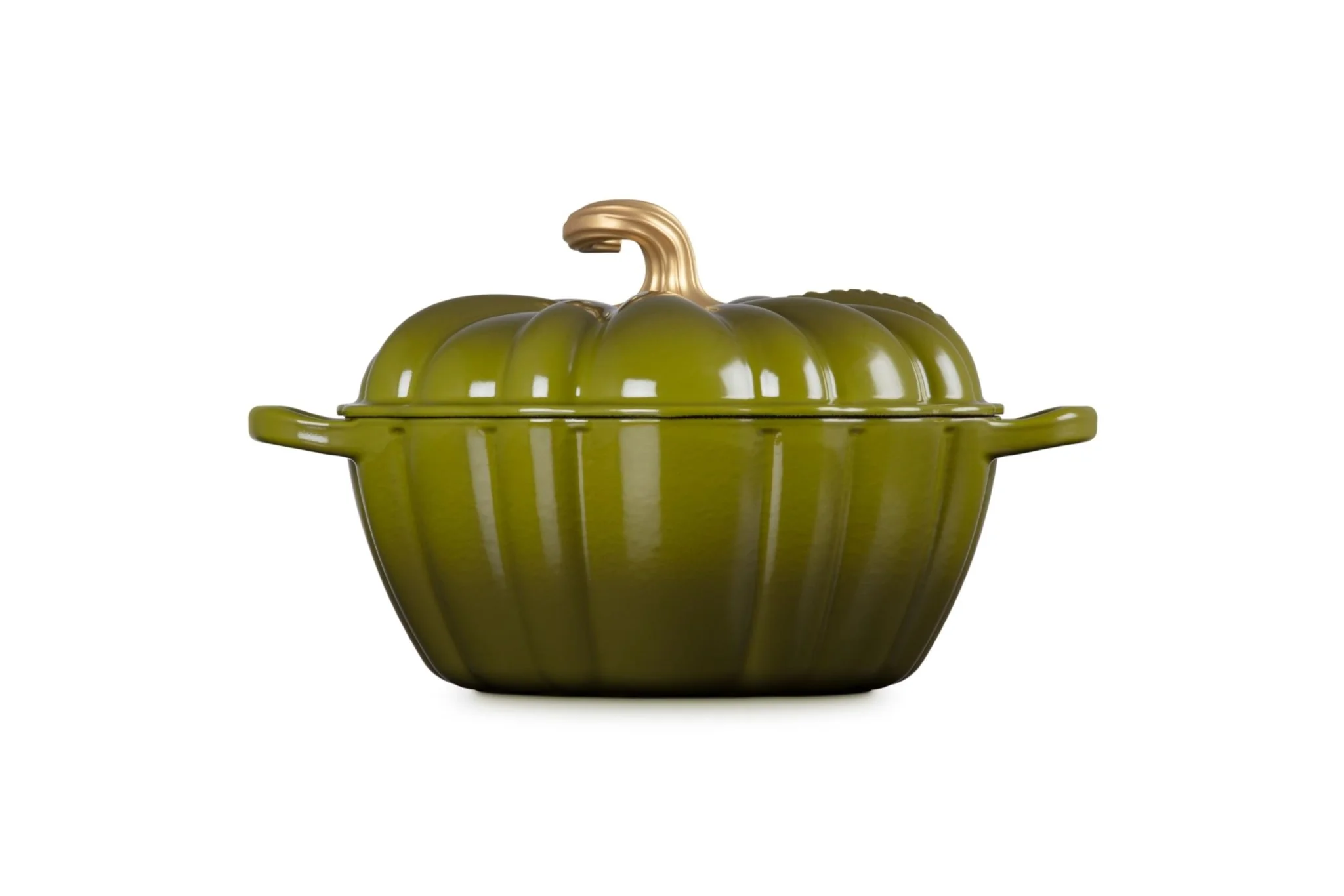 Le Creuset Signature 24cm Enameled Cast-Iron Pumpkin Cocotte Olive - Image 3