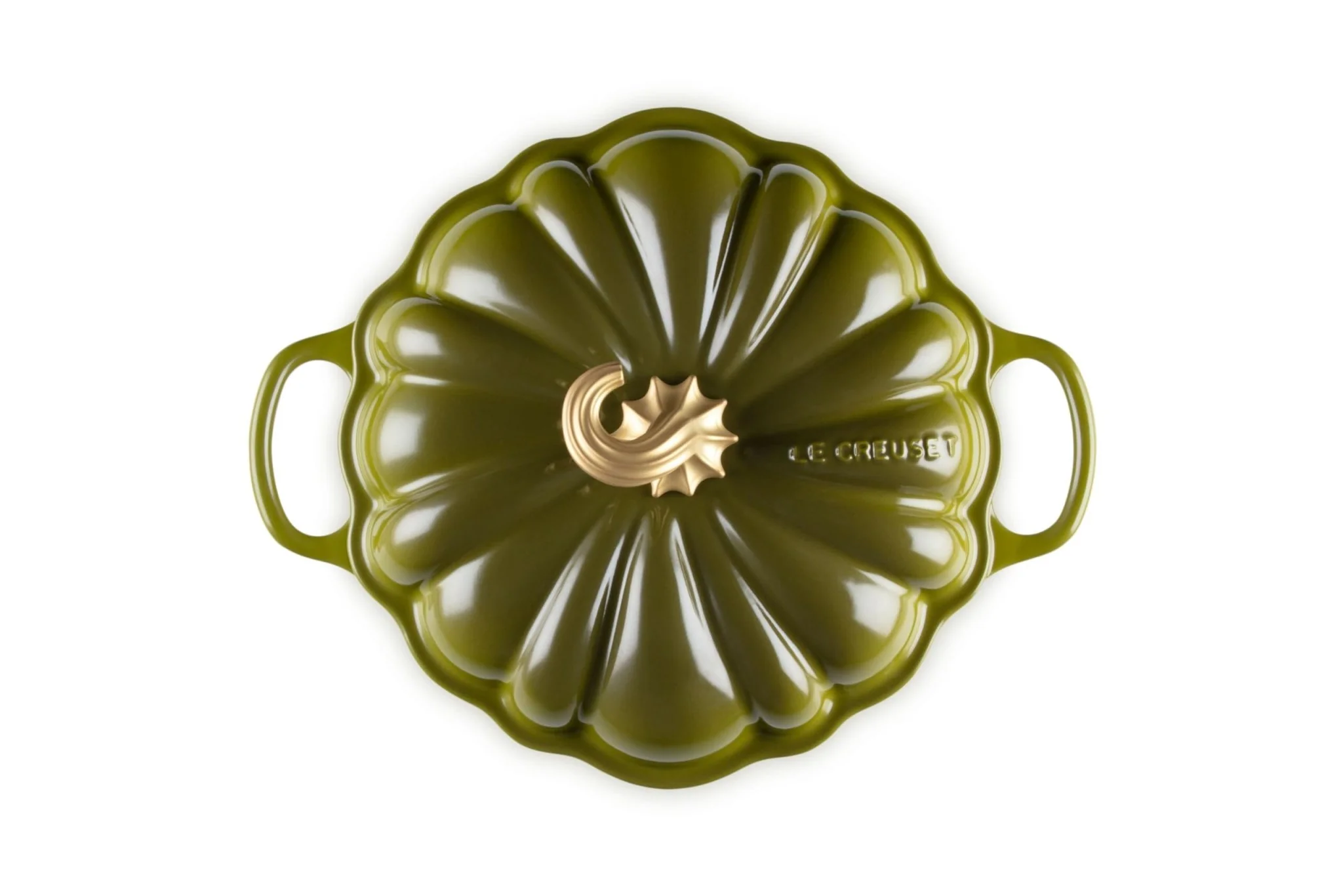 Le Creuset Signature 24cm Enameled Cast-Iron Pumpkin Cocotte Olive - Image 4