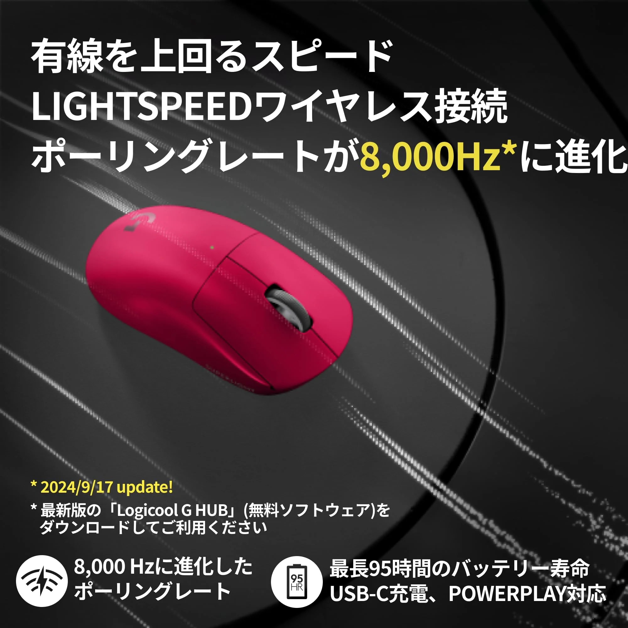 Logicool G PRO X SUPERLIGHT 2 Wireless Gaming Mouse Magenta 8000Hz 60g - Image 3