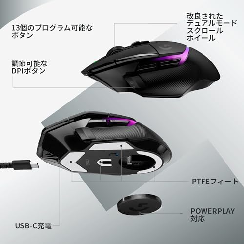 Logicool G502 X PLUS Wireless Gaming Mouse Black HERO 25K Sensor 13 Buttons - Image 8