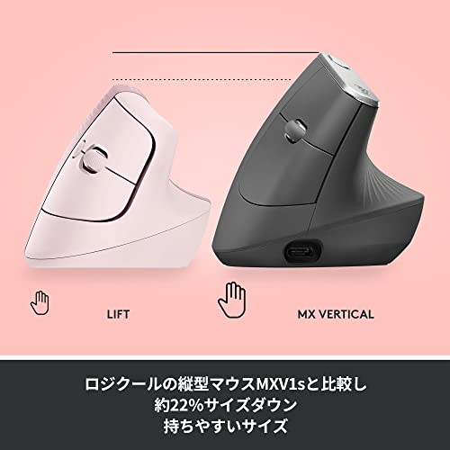 Logicool LIFT M800RO Wireless Vertical Ergonomic Mouse Rose for Windows Mac - Image 6