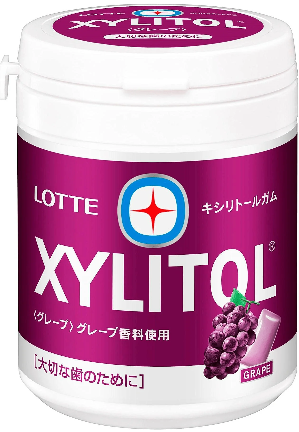 LOTTE XYLITOL GUM (GRAPE) Family Bottle 143g - Image 3