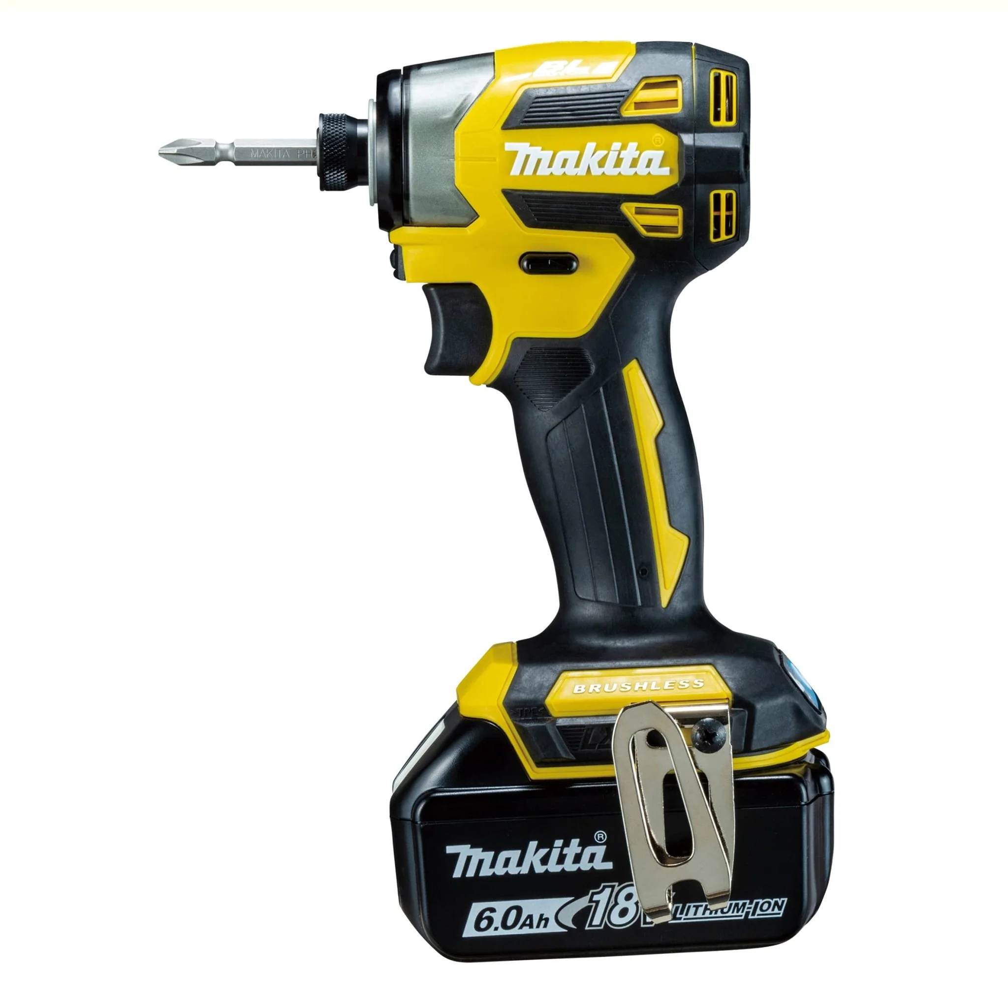 Makita 18V Cordless Impact Driver (Yellow) — 2x 6Ah batteries  Charger & Case
