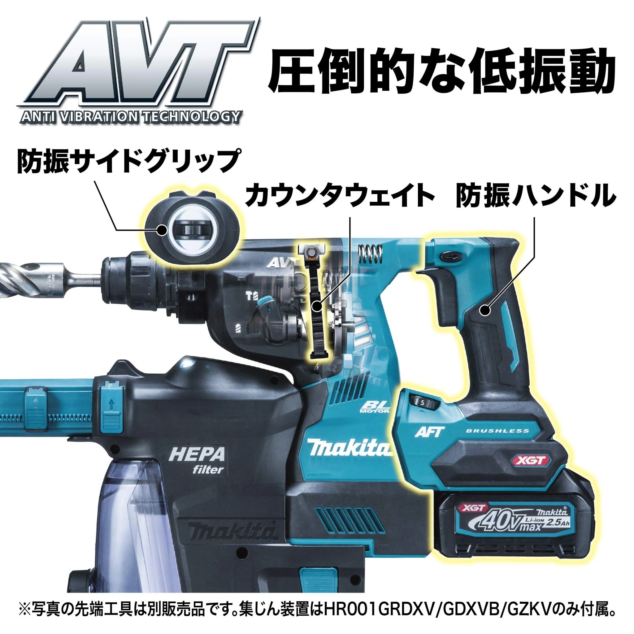 Makita 40V Max Cordless Rotary Hammer Drill 28mm SDS+ (Tool Only) HR001GZK - Image 5