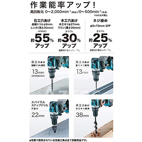 Makita HP484DRGX 18V 6 0Ah Cordless Hammer Drill Blue - Image 3